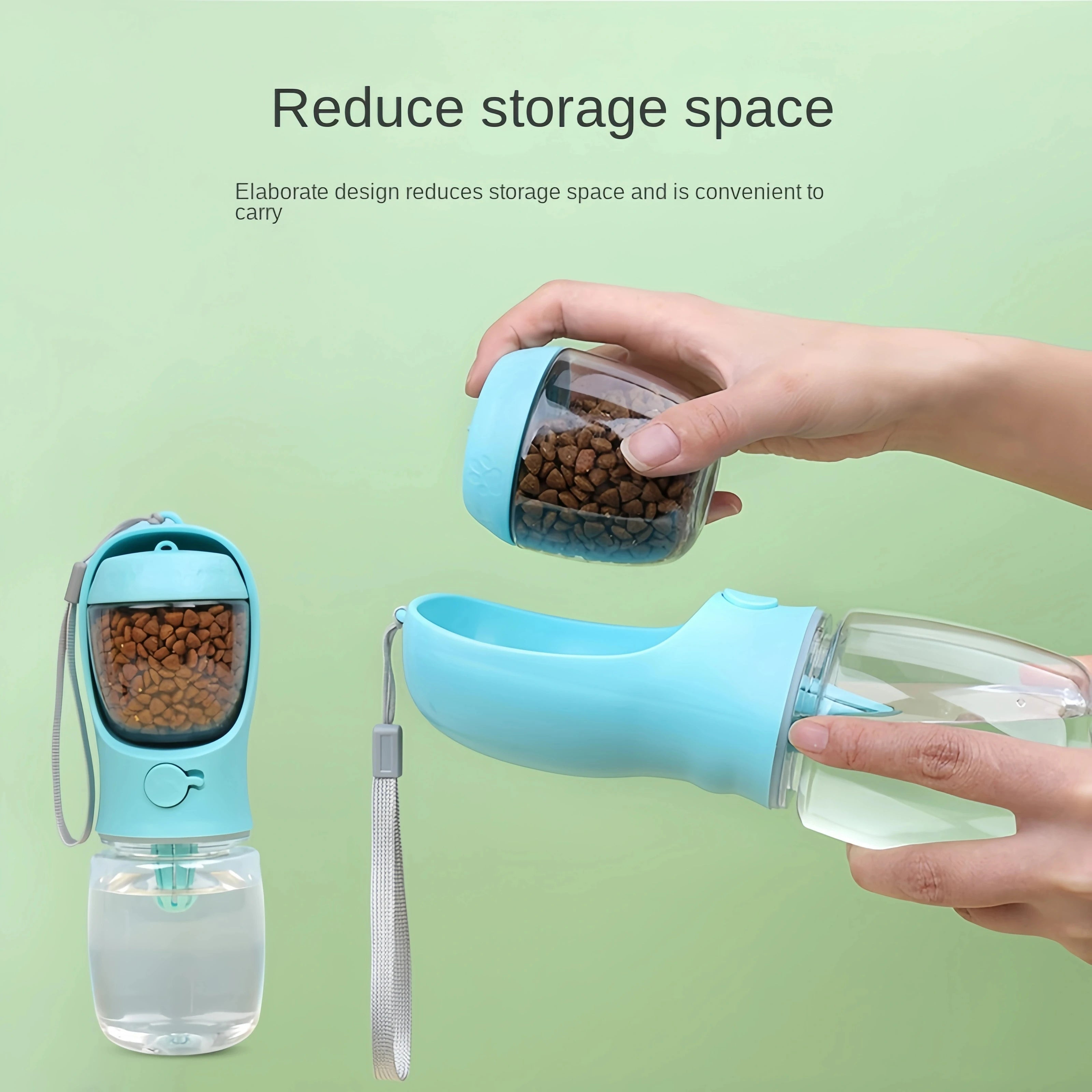 2 in 1 Portable Dog Water Bottle with Food Container Food Grade Material Dog Cat Travel Pet Water Cup Bottle with Food Dispenser for Pets dogs Feeder Bowl