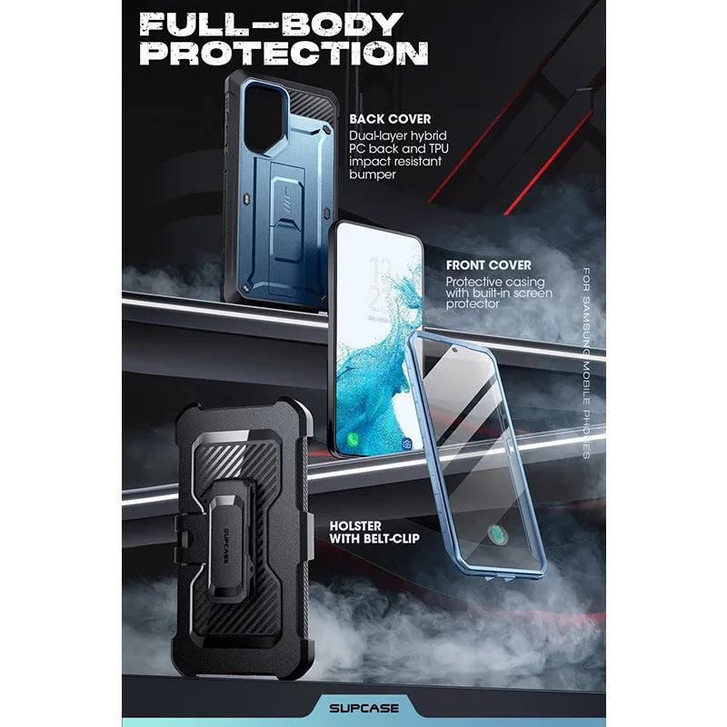 For Samsung Galaxy S23 Ultra Case UB Pro Full-Body Dual Layer Rugged Belt-Clip Case with Built-in Screen Protector