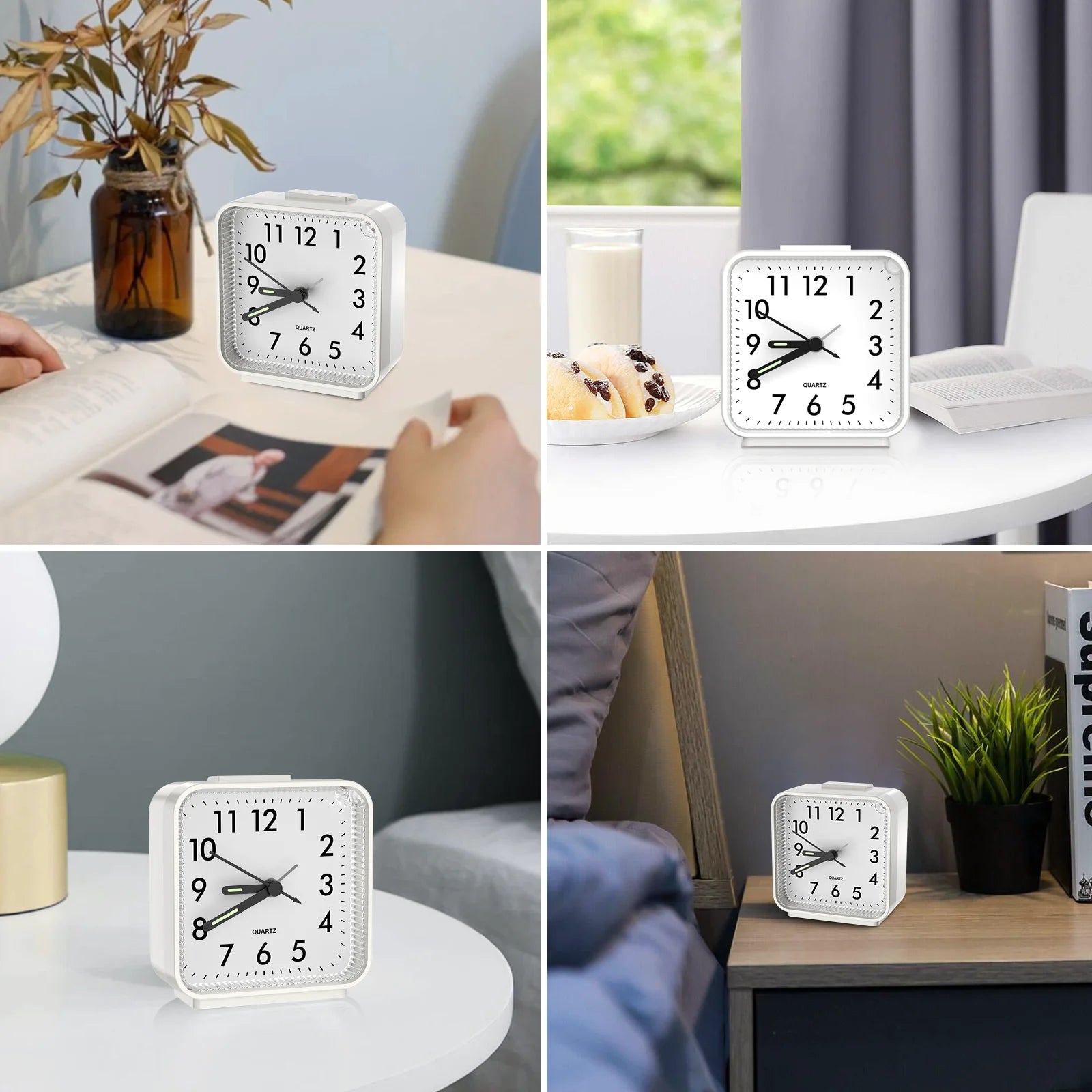 Analog Alarm Clock Bedside Alarm Clock Classic Small Clock Portable