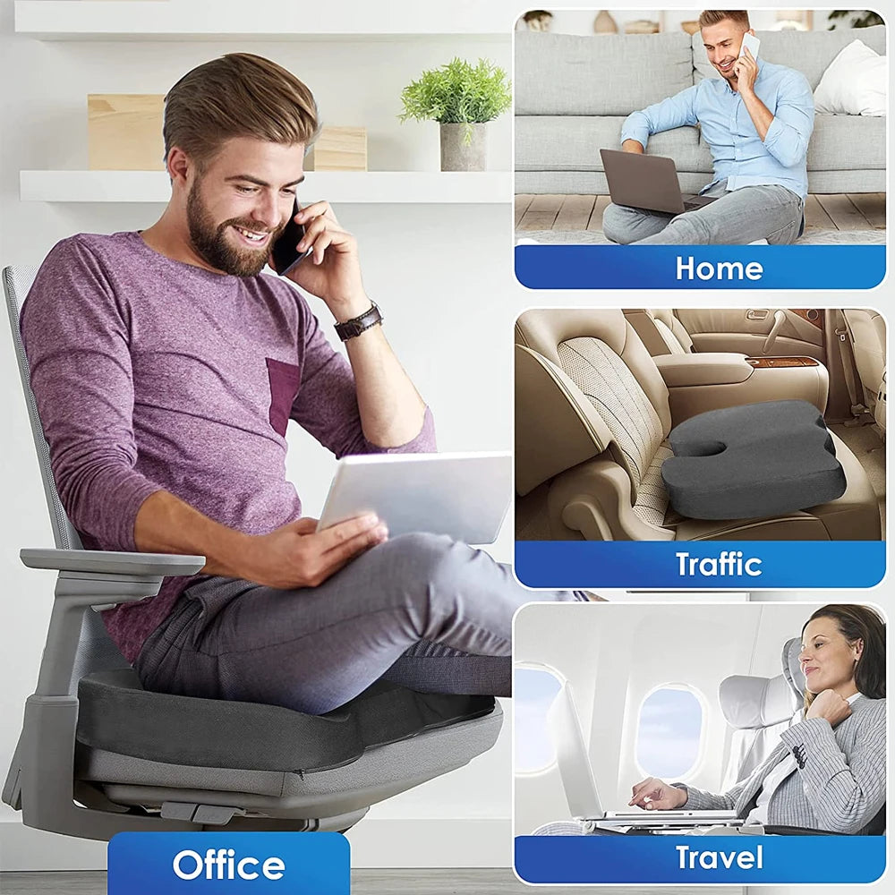 Travel Coccyx Seat Cushion Memory Foam U-Shaped Pillow for Chair Cushion Pad Car Office Hip Support Massage Orthopedic Pillow