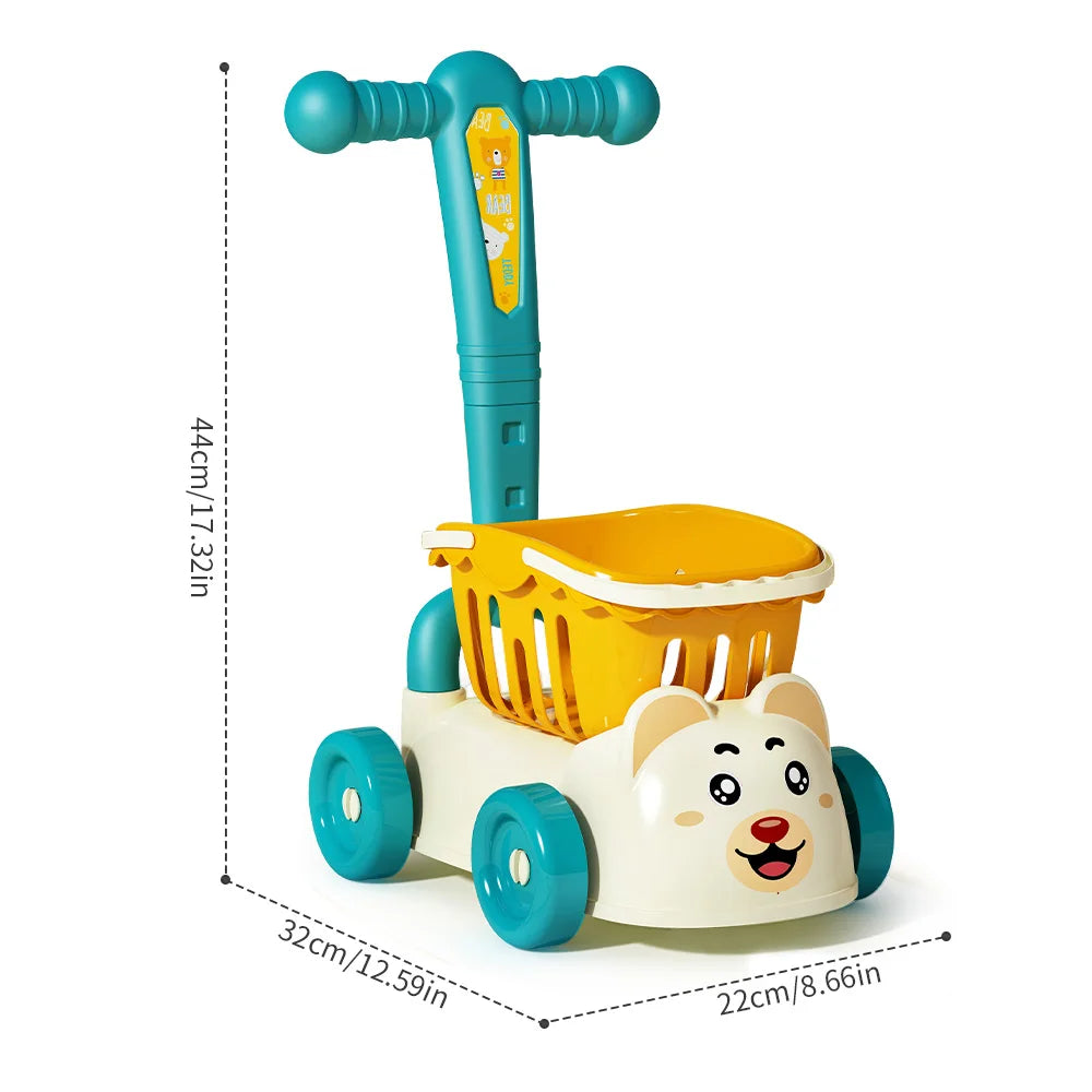 Children's supermarket shopping cart baby trolley toy fruit cut simulation toy