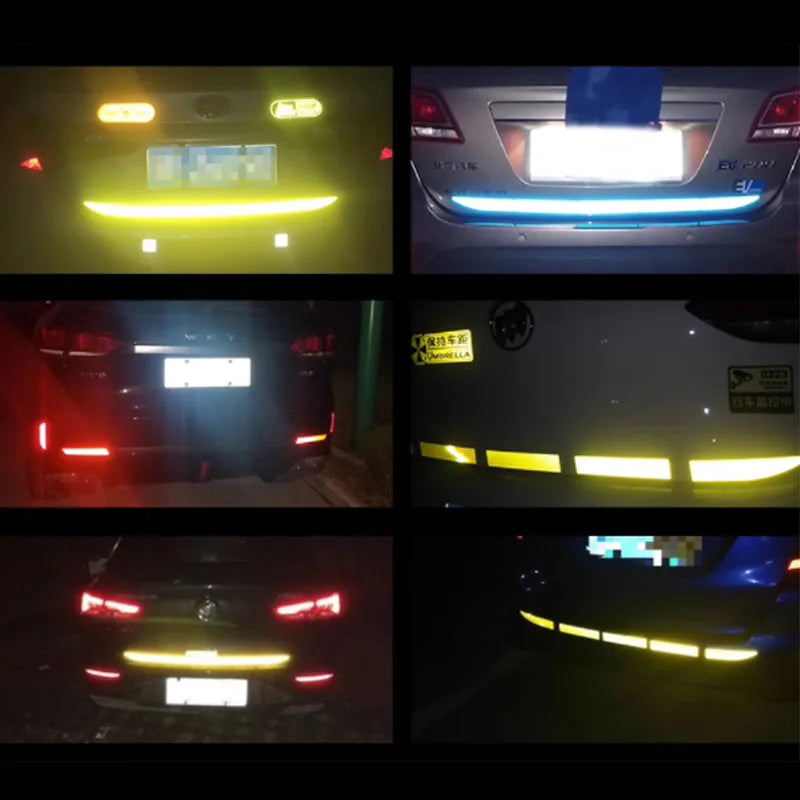 Car Trunk Reflective Strip Warning Safety Sticker Car Rear Night Reflective Film