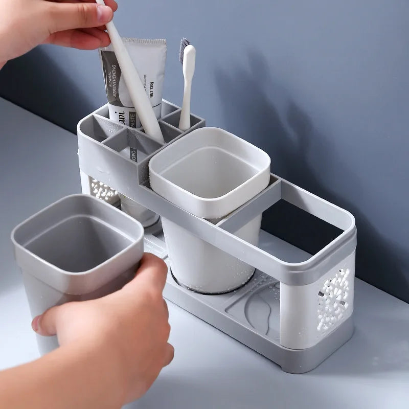 Washing Cup Toothbrush Holder Set Creative Family Couple Mouthwash Cup Home Dental Set with Two Cups Bathroom