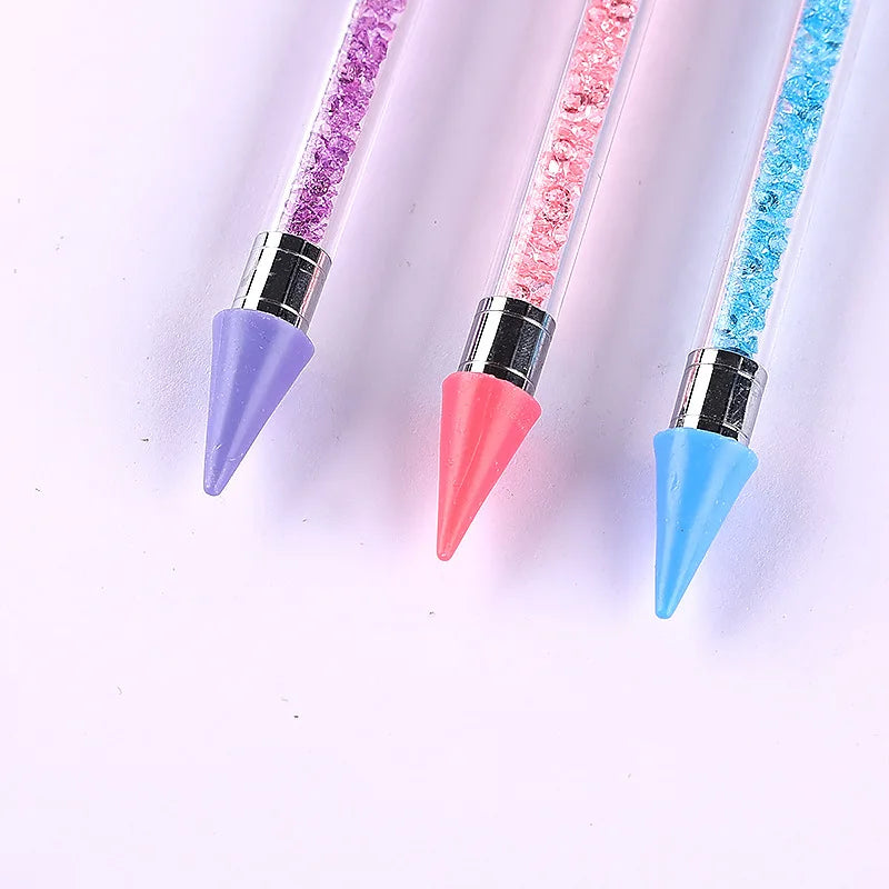 1PC Dual Heads Acrylic Metal Dotting Wax Pen Rhinestones Gem Picker Crystal Picking Nail Art Studs Dotter DIY Point Drill Tools