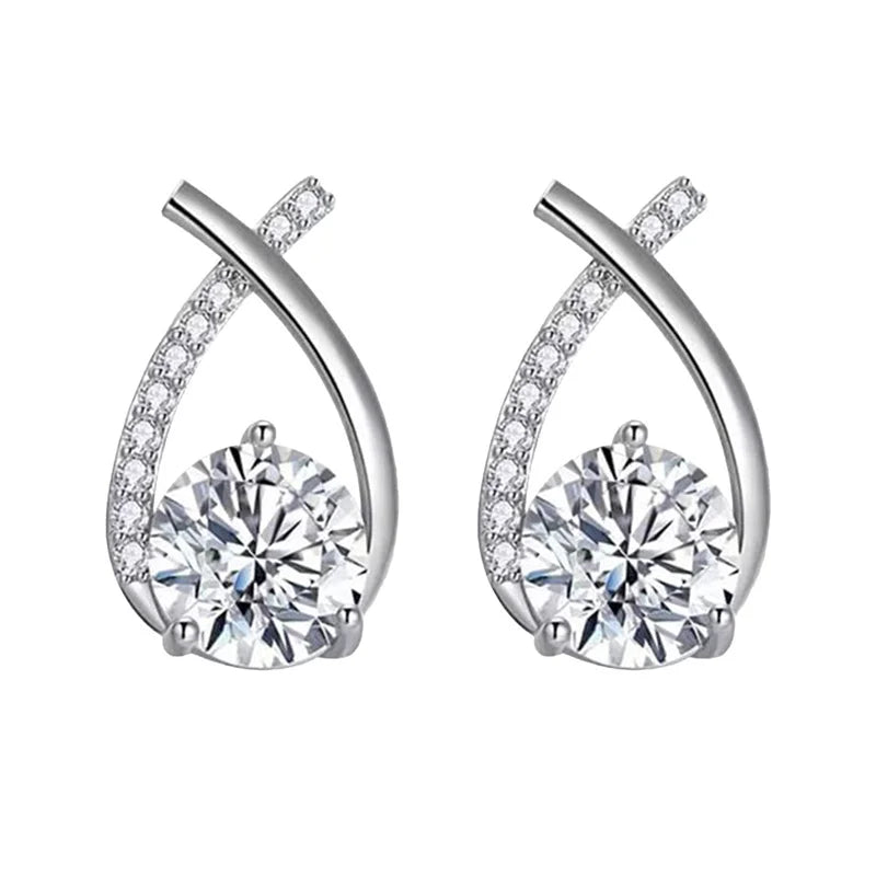 Cross Stud Earrings For Women Crystal Jewelry Ear Rings Fishtail