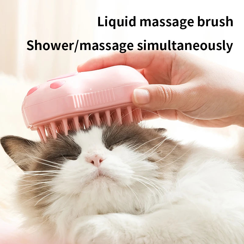 Dog Steam Brush Cat Steam Brush Dog Massage Comb Built-in Electric Water Spray Soft Silicone Pet Hair Removal Grooming Brush