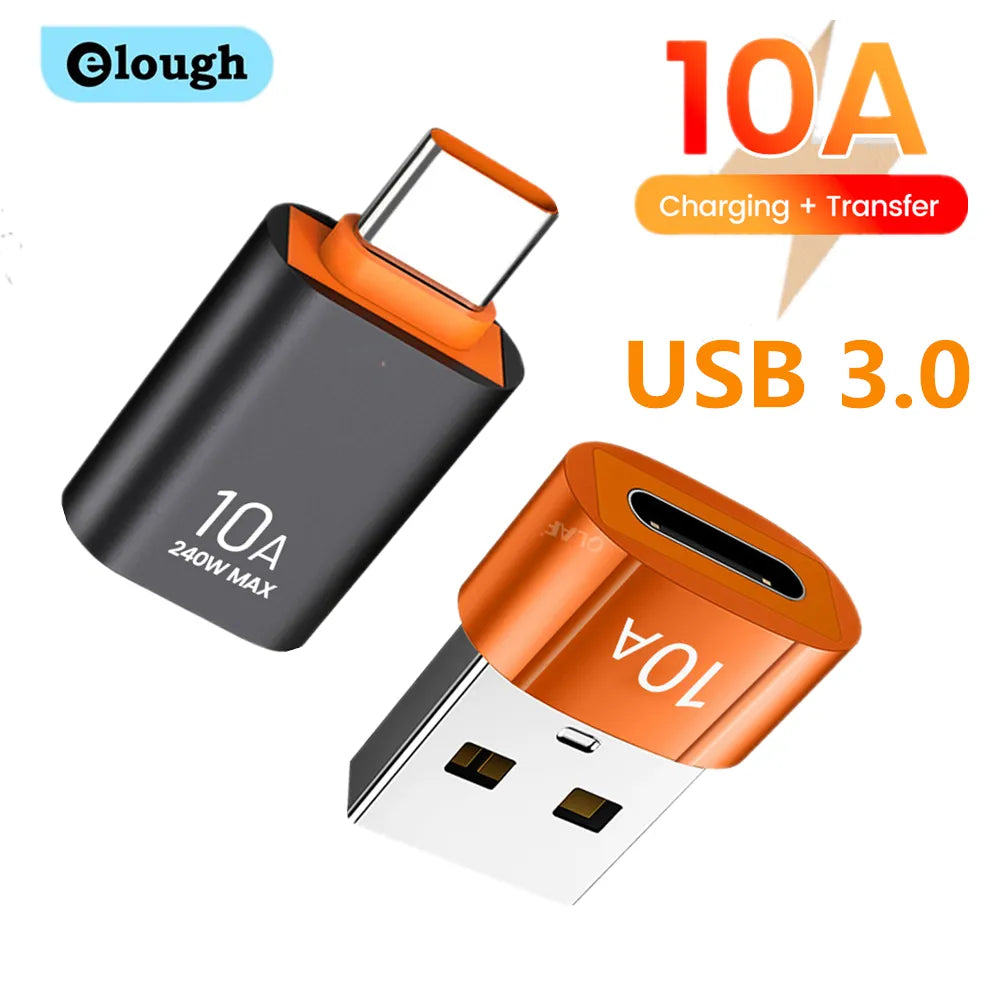 Elough 10A OTG USB 3.0 To Type C Adapter USB C Male To USB Female Converter Fast Charging OTG For Macbook Laptop Xiaomi Samsung