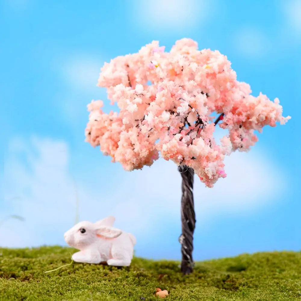 2PC Plastic Mini Simulation Trees Sakura Miniatures Micro Landscape Setting