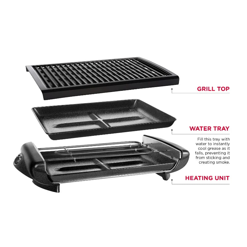 Chefman Electric Smokeless Indoor Grill with Non-Stick Coating & Temperature Control, Black bbq grill