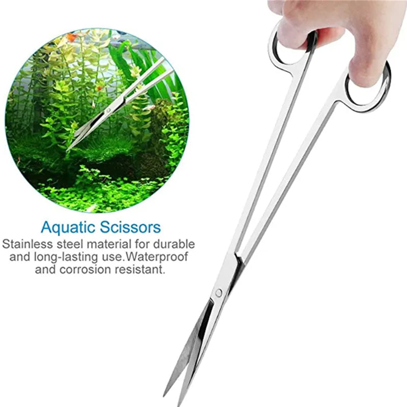 Aquarium Tank Aquascaping Tools Aquarium Scissor Tweezers Tool Stainless Steel Aquatic Plants Set for Aquarium Maintenance