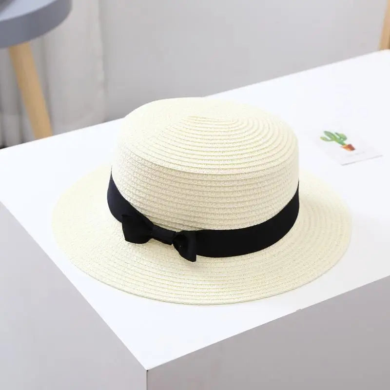 Parent-Child Bucket Cap Women Sun Visor Bowknot Straw Hat Sunshade Wide Cap