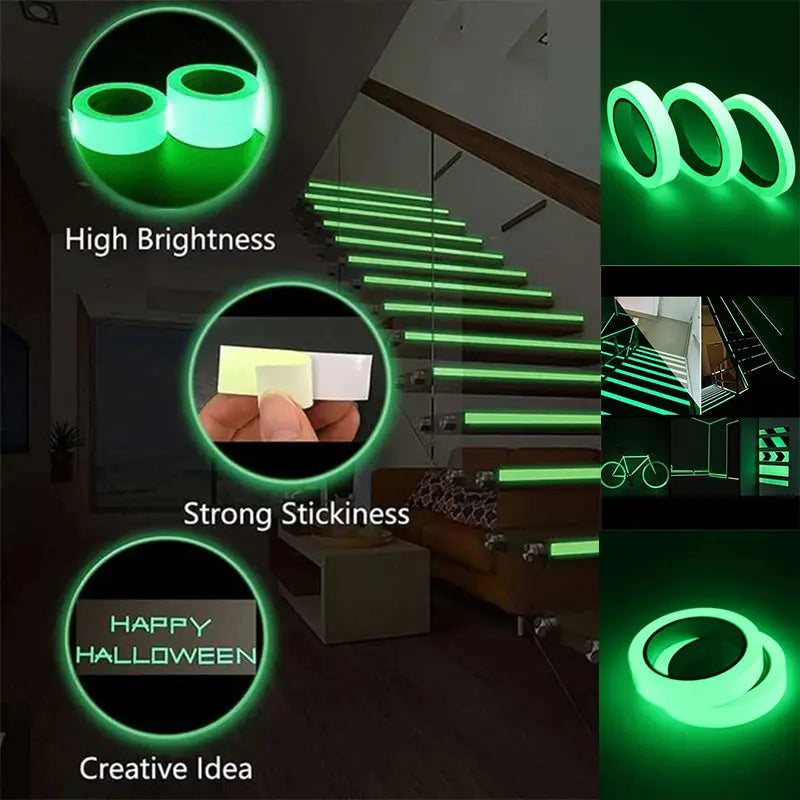 Luminous Tape Green Warning Ground Light Storage Stair Anti Slip Sticker Reflective Fluorescent Tape