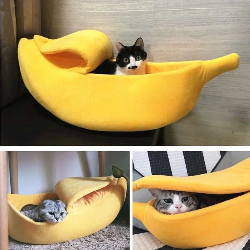 Warm Dog Cat Bed Banana Shaped Cushion Kennel Portable Pet Sleeping Mat Bed