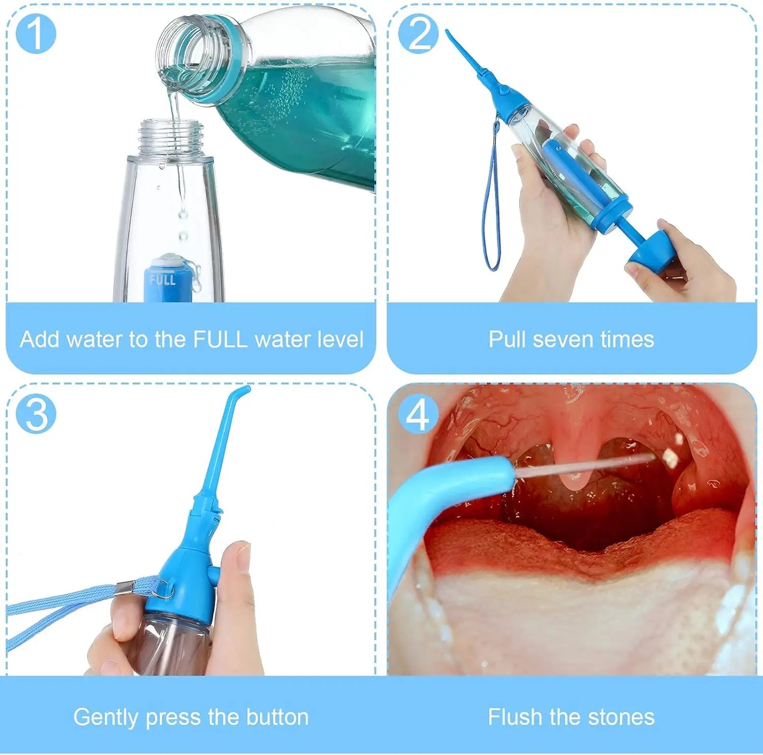 Water Dental Flosser Oral Irrigator Non Electric Portable Cordless Air Pressure