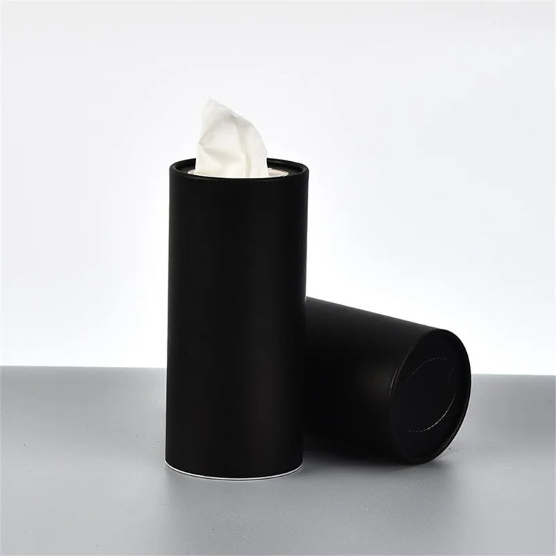 Cylinder Tissue Boxes Practical Household Accessories Subfilm Tissue Tube for Car Napkin Organizer Tissue Box Organizer Black