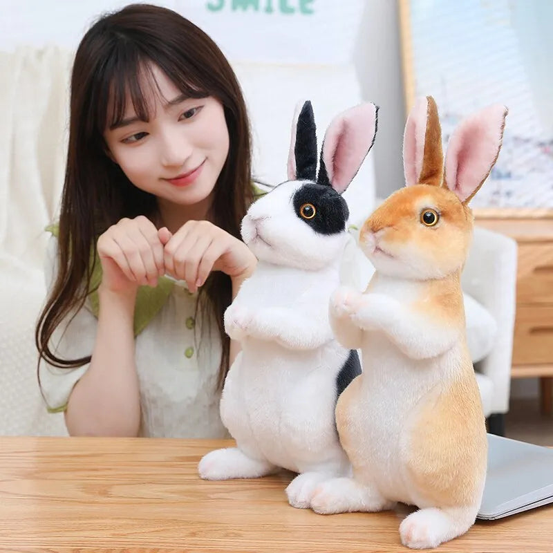 1pc Randomly Realistic Cute Plush Rabbits Lifelike Animal Photo Props Bunny Simulation Toy Model Birthday Gift