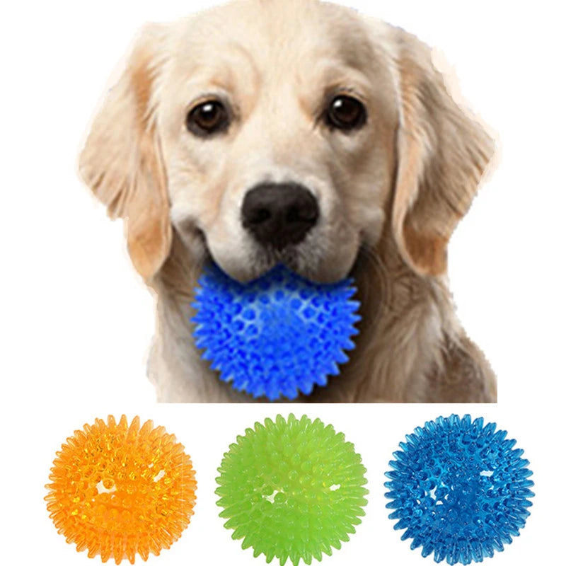 Pet Dog Squeaky Toys Cat Puppy Sounding Toy Polka Squeaky Tooth Cleaning Ball TPR Training Pet Teeth Chewing Toy