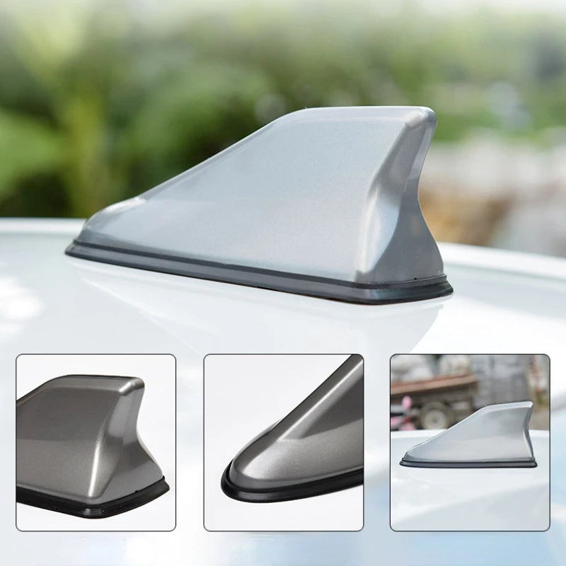 Car Shark Fin Antenna 16cm Universal Carbon Fiber Look Roof Top Mount Aerial Antenna Toppers