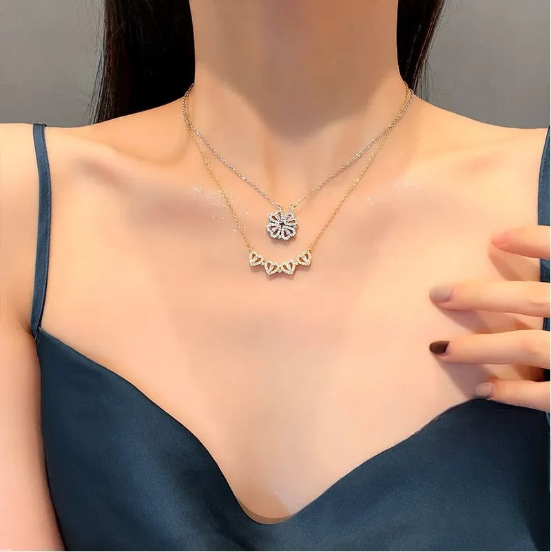 925 Sterling Silver Clover Necklace Four Leaf Heart Shape Pendant Necklace For Women Hart Luxury Jewelry