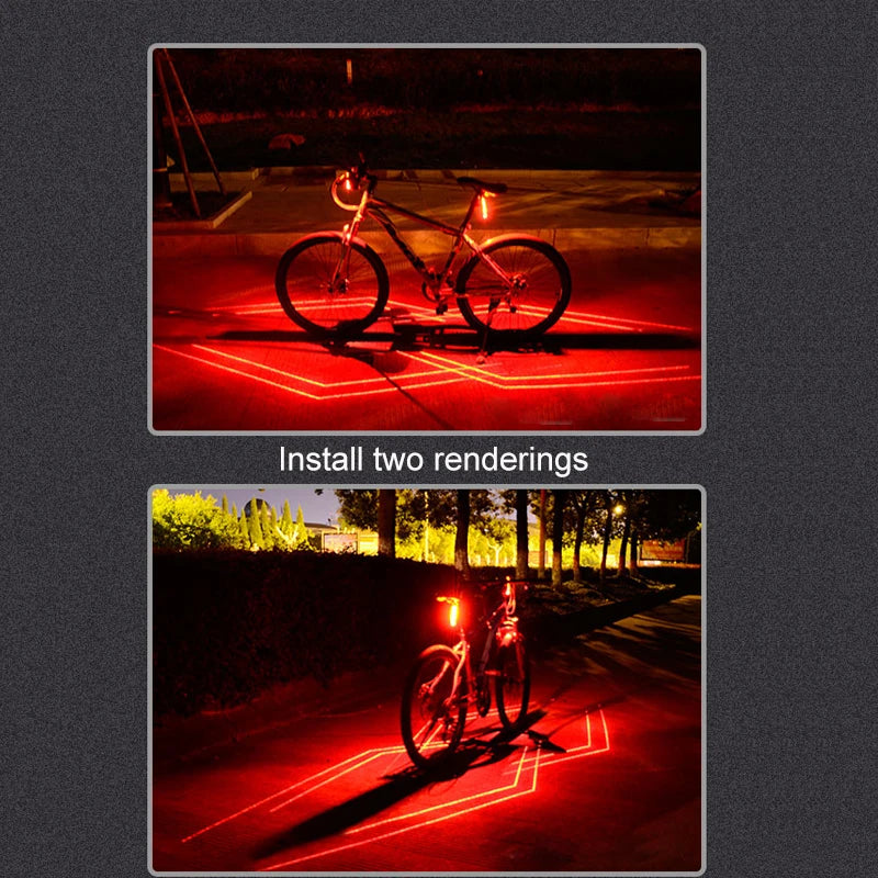 150 lumens Bike Front Rear Light Laser Line Warning Lamp USB Rechargeable Waterproof MTB Road Bicycle Seatpost Safety Taillight