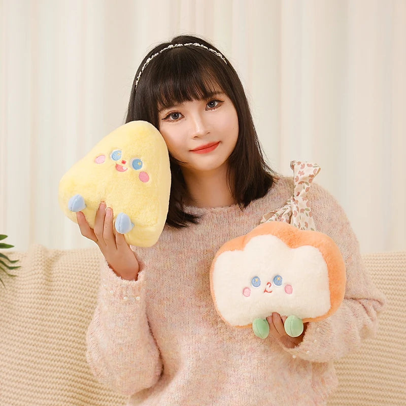 Soft Cartoon Figure Pretzel Crossant Toast Bread Doll Plush Food Toy Stuffed Baguette Poach Egg Decor Doll For Girl Kid Birthday