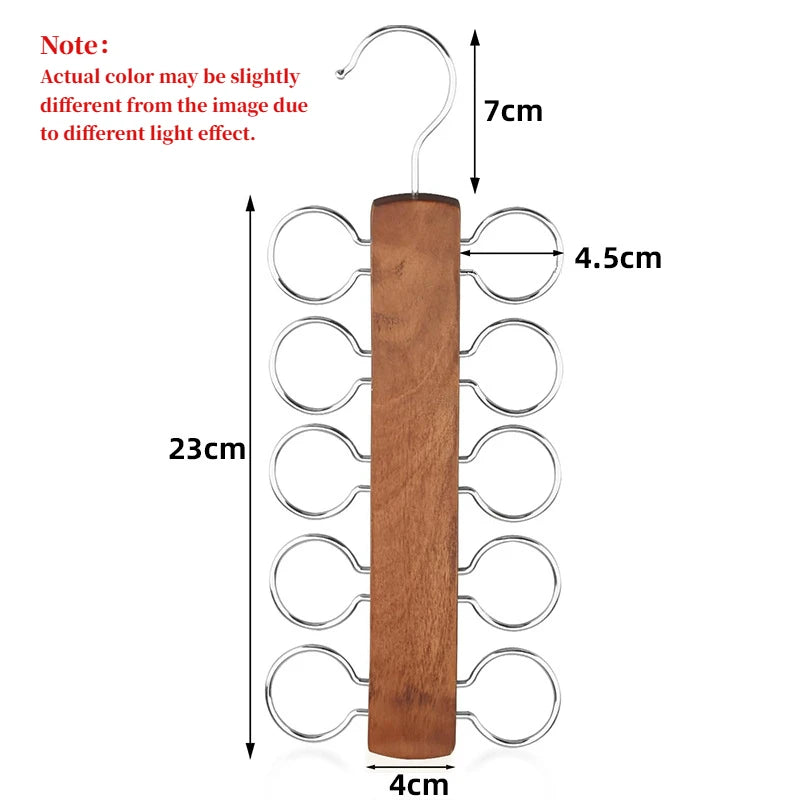 1PCS Wooden Hanger,10 Holes Tie Organizer Holder for Closet,Space Saving Hangers