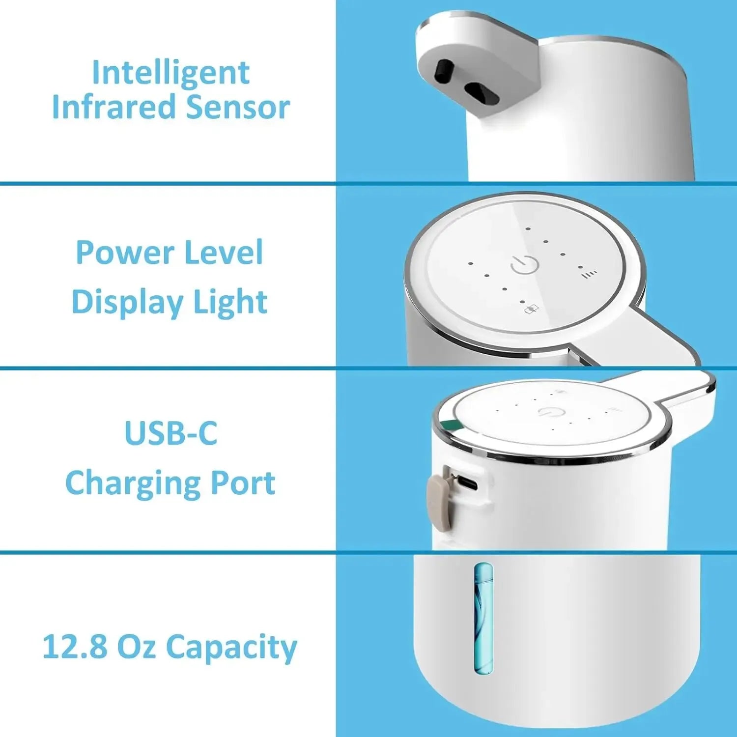 Automatic Soap Dispenser Touchless Foaming Soap Dispenser 380ml USB Rechargeable