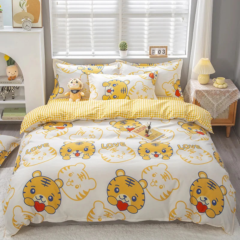 Cartoon Print Duvet Cover 220x240 Quilt Cover AB Double-sided Comforter Covers