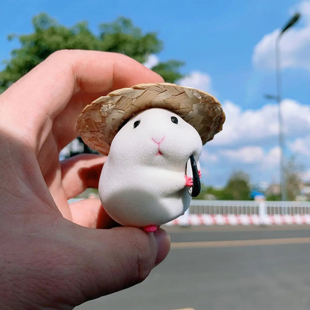 Cute Hamster with Straw Hat Car Ornament Car Decoration