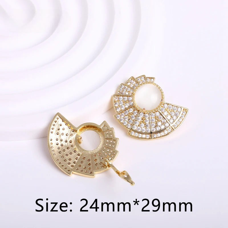 11 Types 18K Gold Plated Shiny Zircon Pearl Clasps Hooks For DIY Beaded Pearl Jewelry Making Connectors Fittings