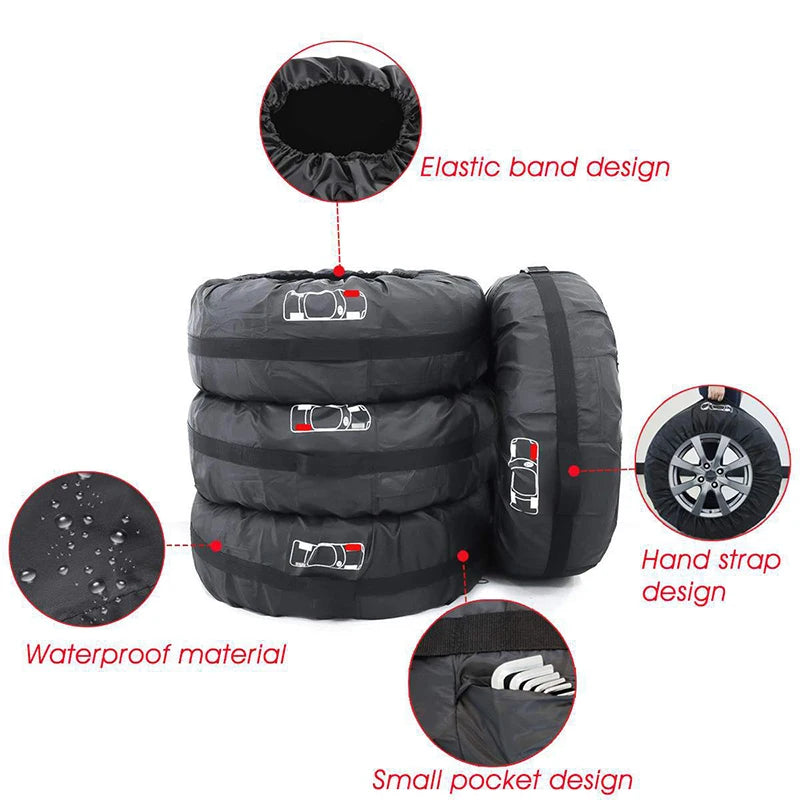 Universal Car Spare Tire Cover Case Polyester Auto Wheel Tires Storage Bags Vehicle Tyre Accessories Dust-proof Wheel Protector