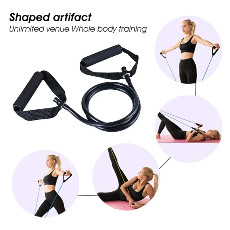 120CM Level 5 Straight Line Tensile Yoga Exercise Chest Expansion Elastic Exercise Family Exercise Muscle Training Rubber Tube