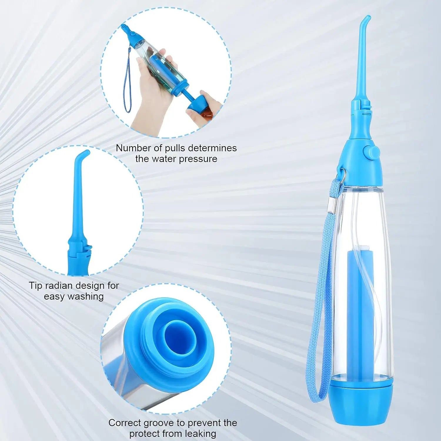 Water Dental Flosser Oral Irrigator Non Electric Portable Cordless Air Pressure