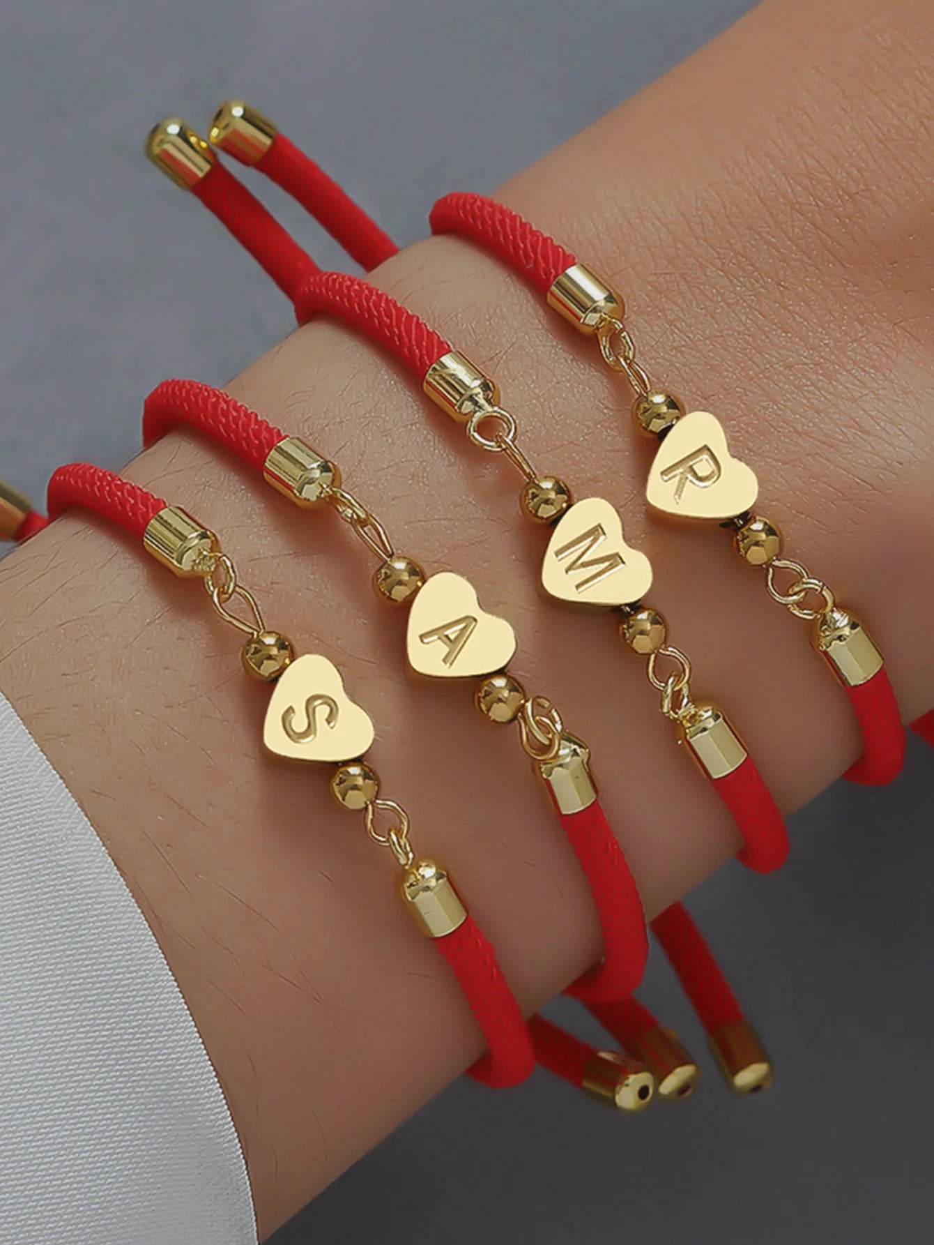 1pc A-Z Heart Initial Letter Bracelet Women Adjustable Colorful Rope Bracelet