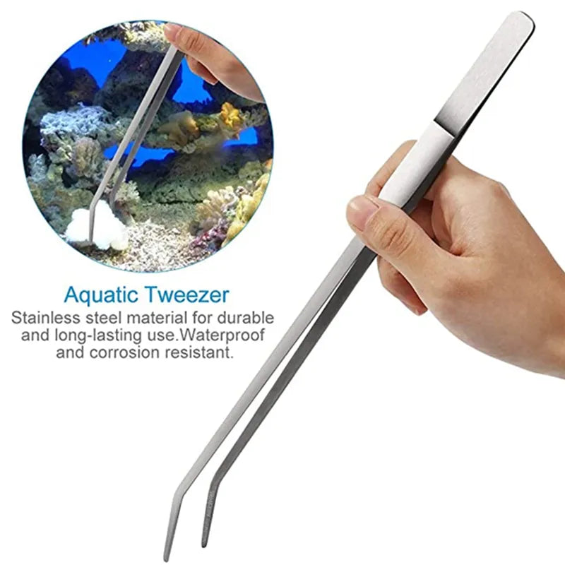 Aquarium Tank Aquascaping Tools Aquarium Scissor Tweezers Tool Stainless Steel Aquatic Plants Set for Aquarium Maintenance