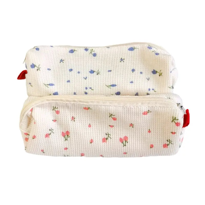 Kawaii Floral Fresh Style Pencil Bag Small Flowers Pencil Cases Cute Simple Pen Bag Storage Bags School Supplies Stationery Gift