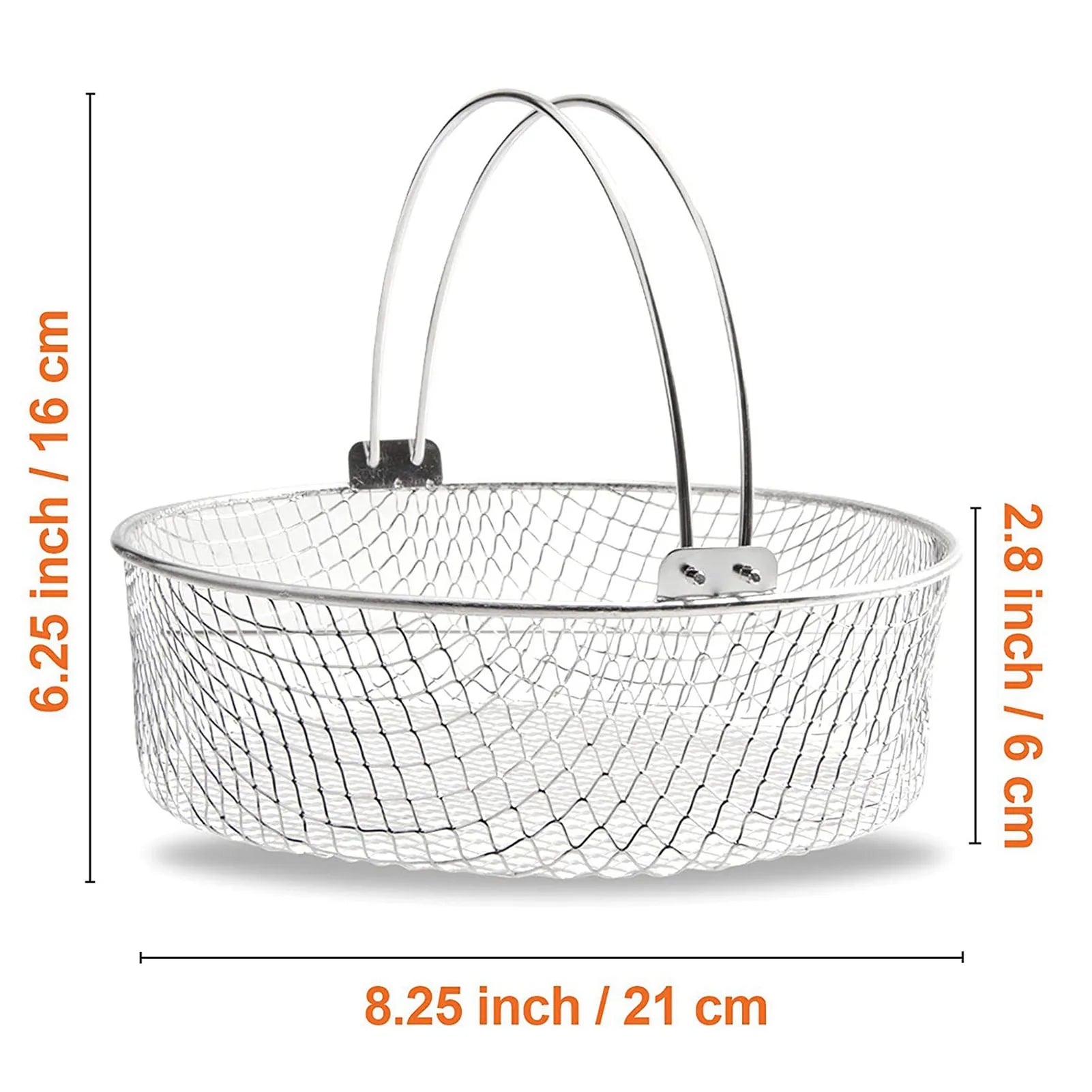 304 Stainless Steel Air Fryer Basket With Handle Household Air Fryer Accessory Reusable Durable Multifunction