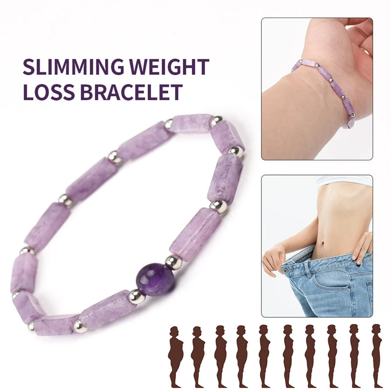 Natural Amethysts Bracelet Body-purify Slimming Healing Stone Bracelets For Women Men Loss Weight Yoga Meditation Jewelry Gifts