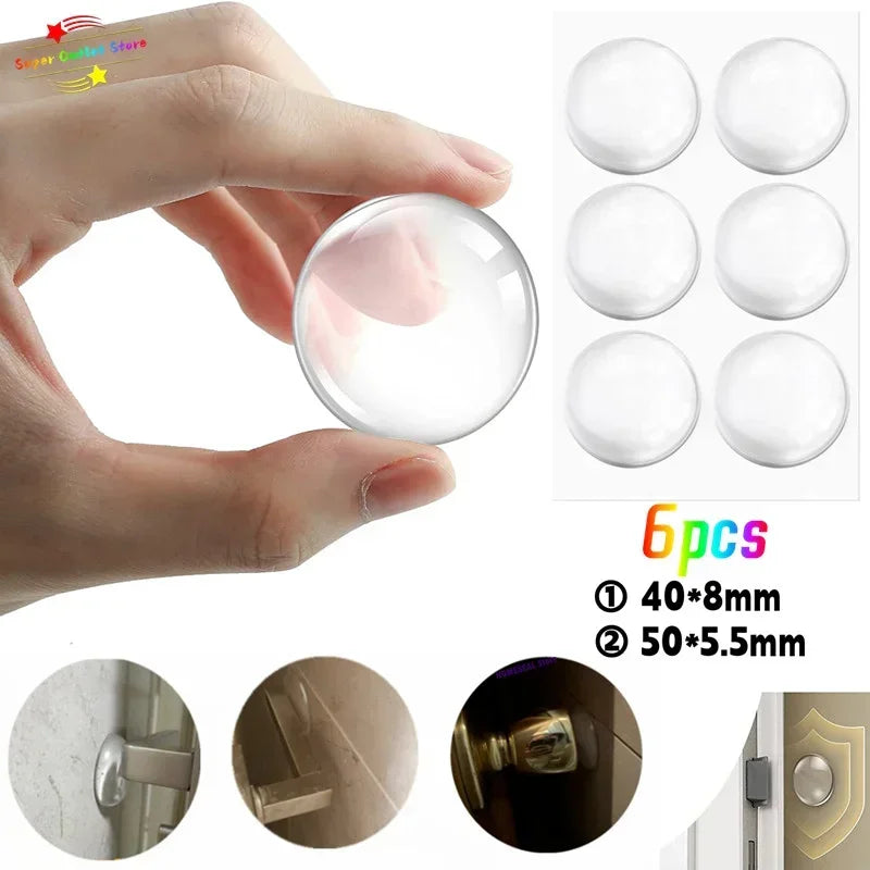 Door Knob Wall Shield, 6PCS Transparent Round Soft Rubber Door Stopper