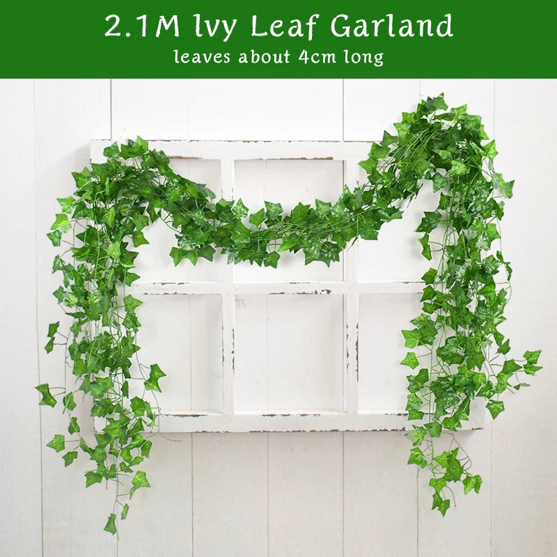 2.1M Artificial Plant Green Ivy Leaf Garland Silk Wall Hanging Fake Leaves