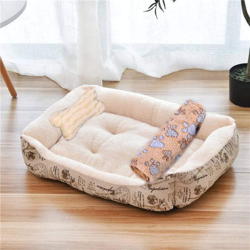 Dog Sofa Bed Bed for Dog Cat Pet Square Plush Kennel Medium Small Cushion Dog Bed House