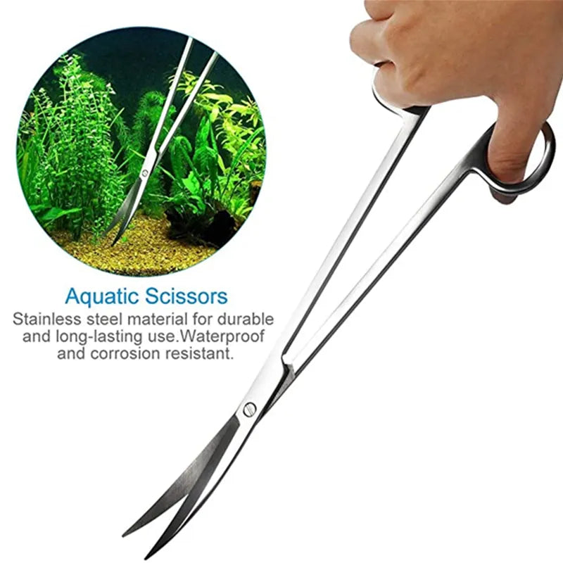 Aquarium Tank Aquascaping Tools Aquarium Scissor Tweezers Tool Stainless Steel Aquatic Plants Set for Aquarium Maintenance