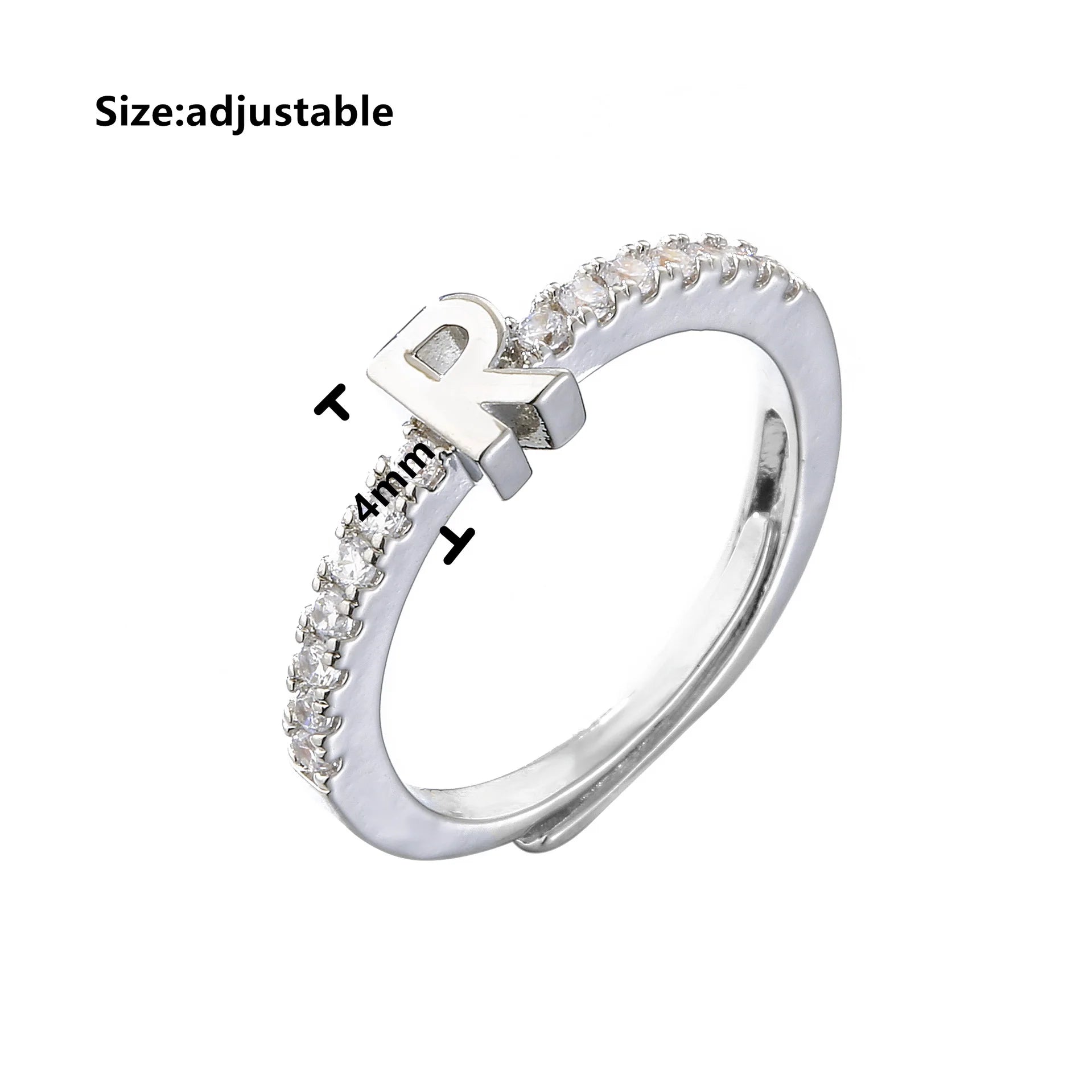 Initials Letter Ring Women Classic Simple Opening Finger Ring For Women