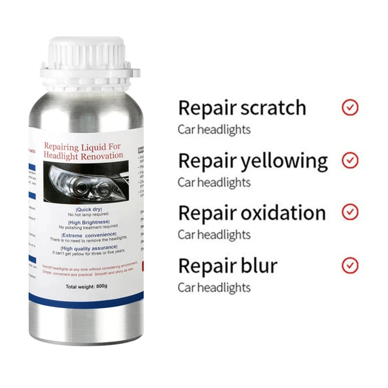 Car Headlight Cleaner Polishing Liquid Polymer Renovation Restoration Cleaning Agent 800G/200ml/100ml