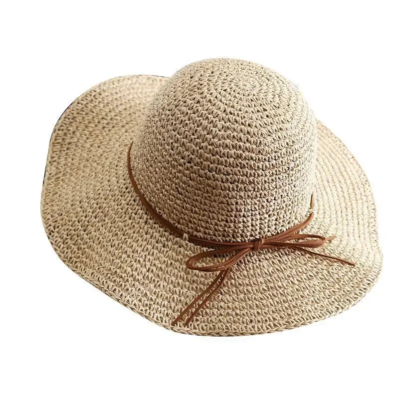 Beach Hats Sunscreen Cap Women Straw Hats Summer Sun Hats for Women Folding Bow