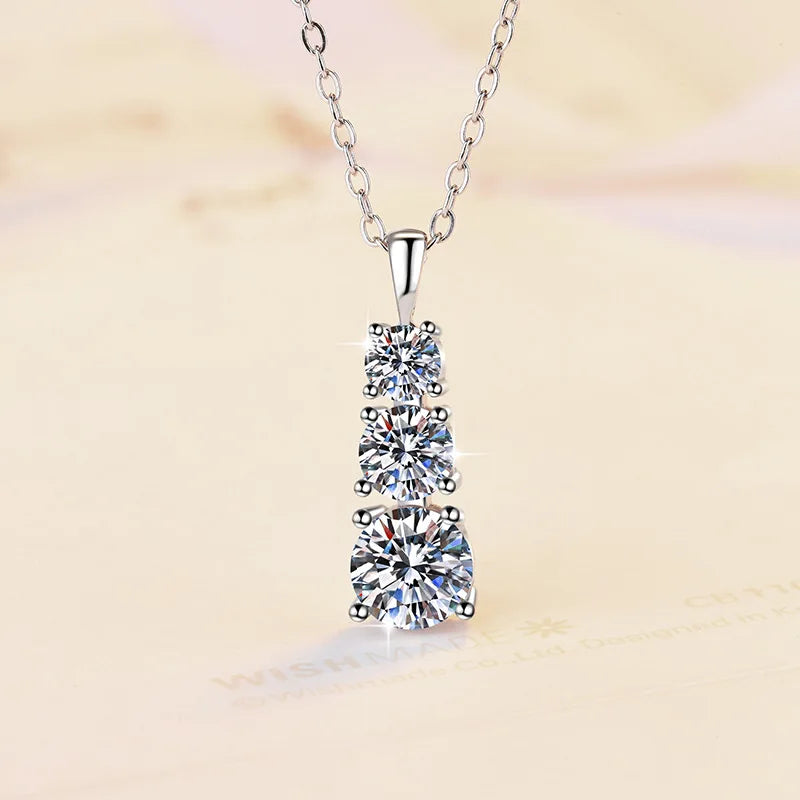 1.8CT Moissanite Diamond Necklace for Woman GRA 925 Sterling Sliver Plated 18k