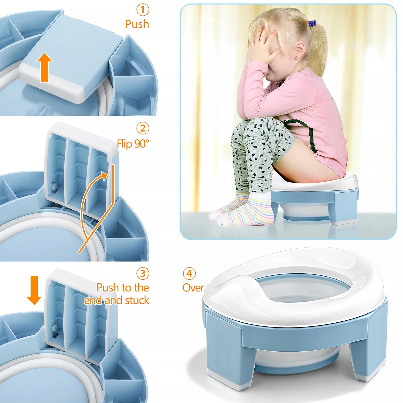 Portable Silicone Baby Potty Training Seat 3 in 1 Travel Toilet Seat Foldable Children Potty With Bags