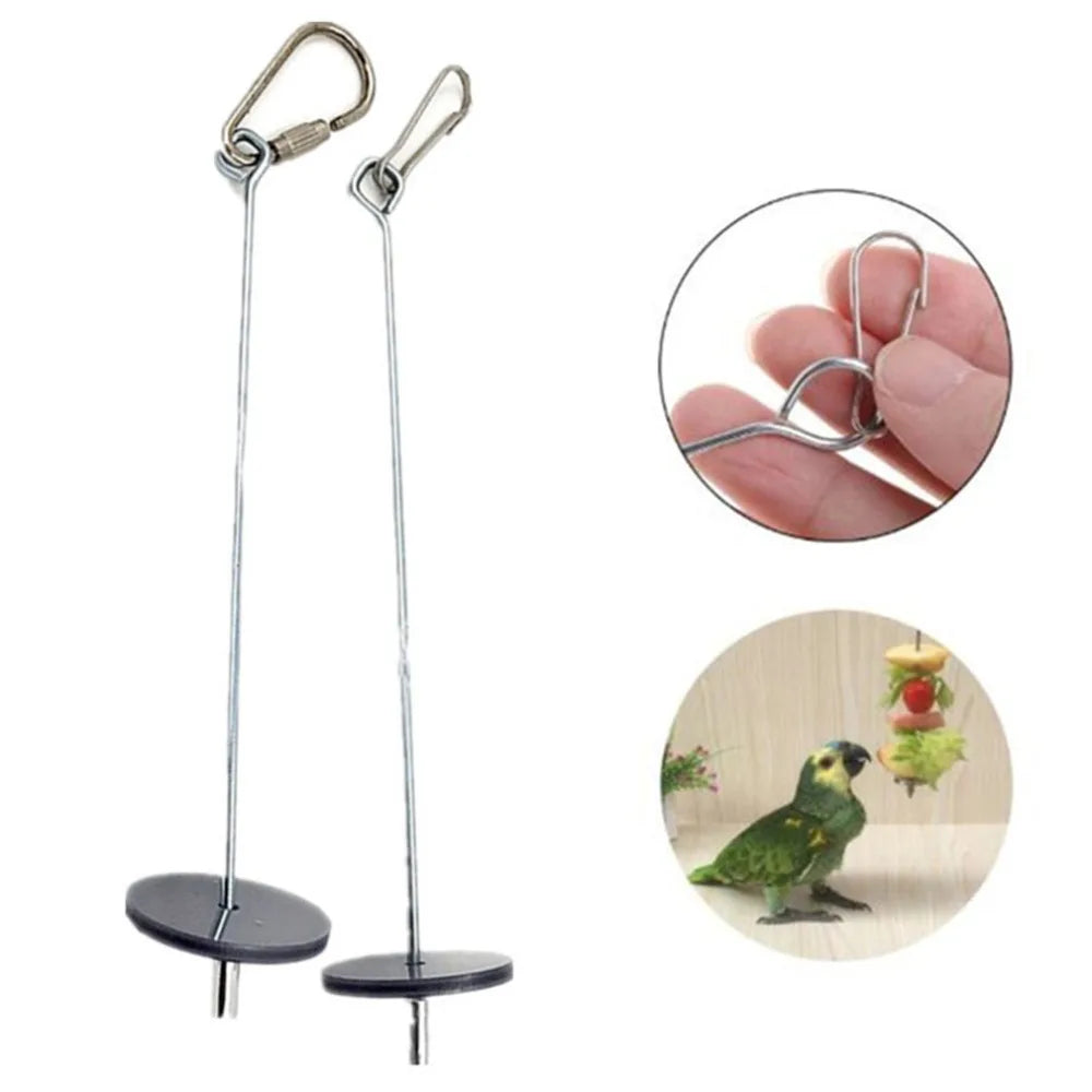 Pet Parrots Birds Food Holder Stainless Steel Fruit Spear Stick Fruit Vegetable Skewer Feeder Foraging Toys Metal Bird Feeder