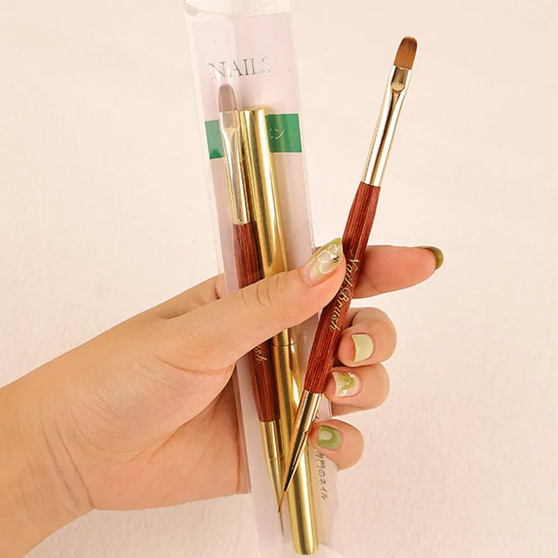 Gold Double Head Nail Brush Drawing Brush Liner Brush Painting Pen Gel Polish