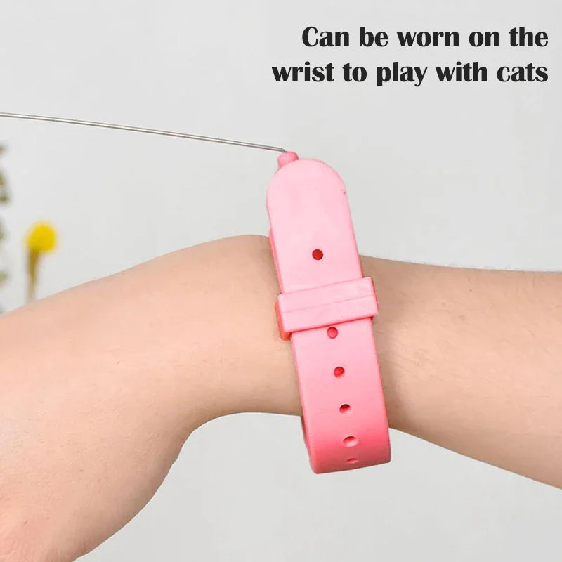 1x Funny Game For Cat Stick Retractable Feather Interactive Collar Toys with Collar Pet Playing